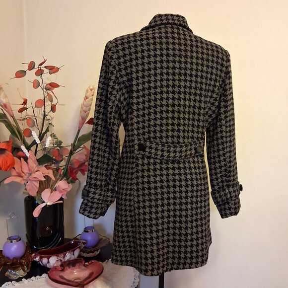 NEW Women’s Gray Black Double-Breasted Lined Trench Coat Winter Outerwear 14 L - Picture 5 of 8